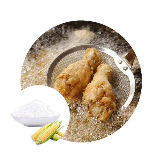 What is the ratio of starch to flour when frying food?